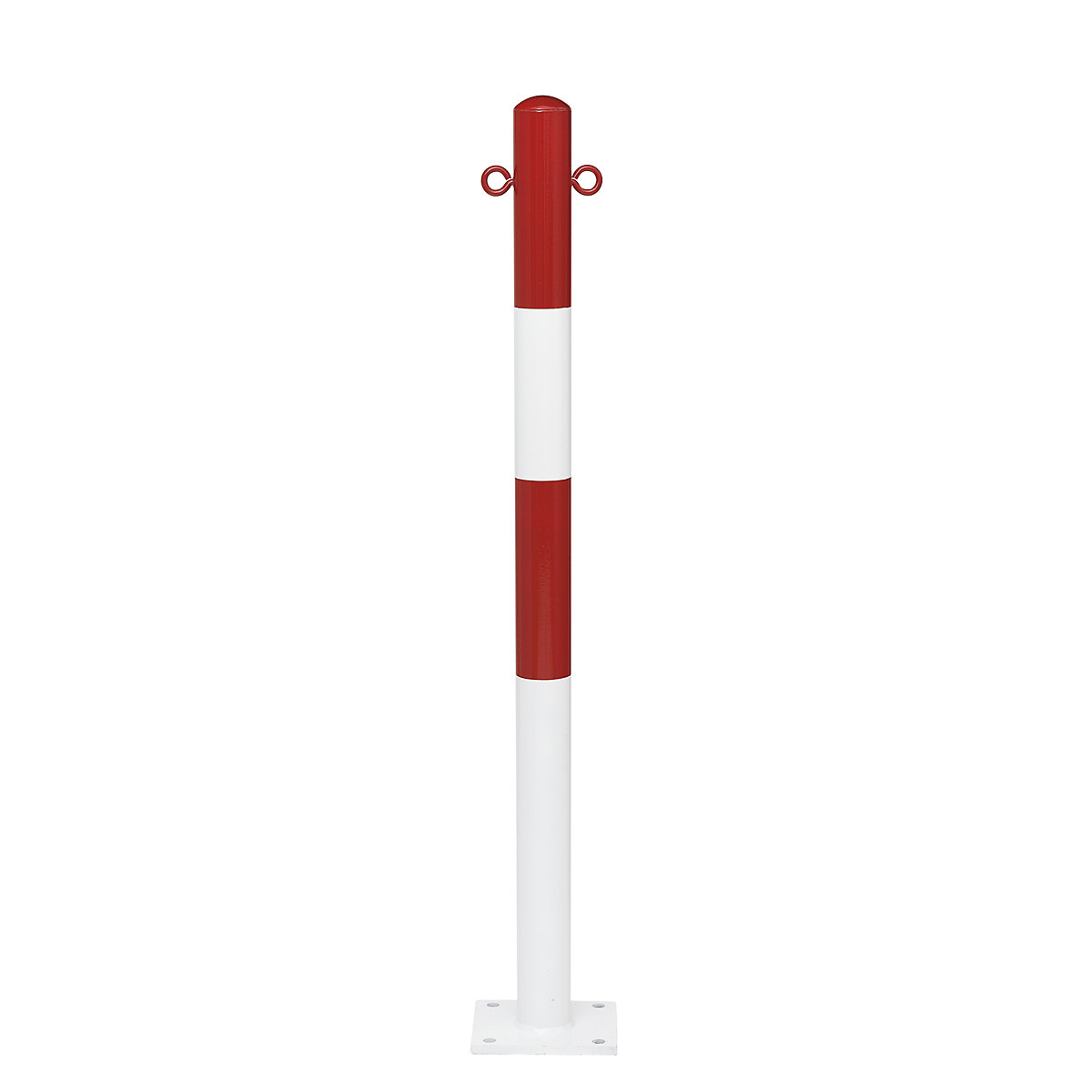 Barrier post, for bolting in place, Ø 60 mm, red/white plastic coated, 2 eyelets-13