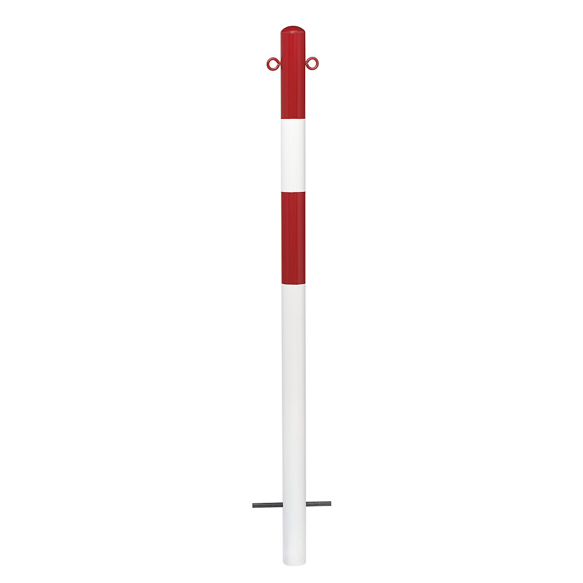 Barrier post, for setting in concrete, Ø 60 mm, painted red/white, 2 eyelets-13