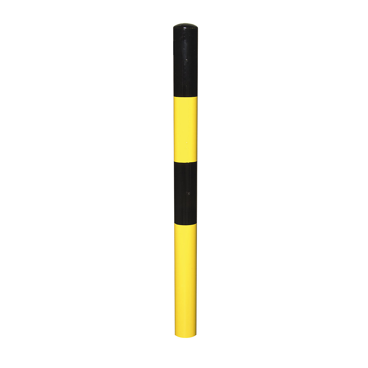 Barrier post, for setting in concrete, Ø 76 mm, painted black/yellow, 1 eyelet-8