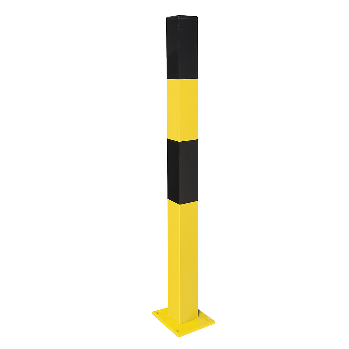 Barrier post, for bolting in place, 70 x 70 mm, painted black/yellow, 2 eyelets-13