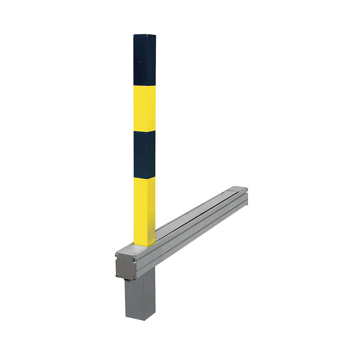 Folding barrier post, model A, with round cylinder lock, black-yellow-8