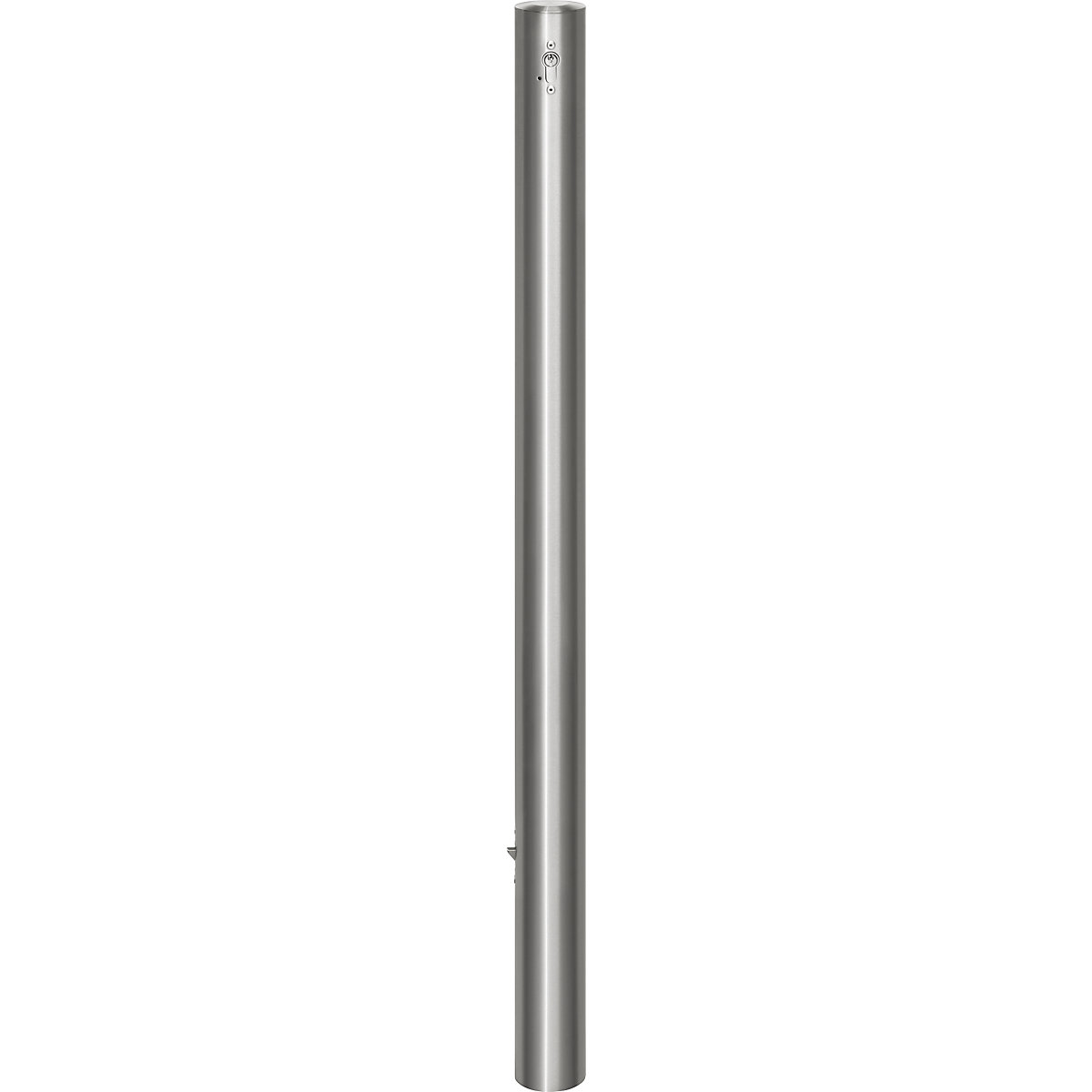 Stainless steel barrier post, with flat head, ground sleeve for concreting in, Ø 76 mm, profile cylinder-6