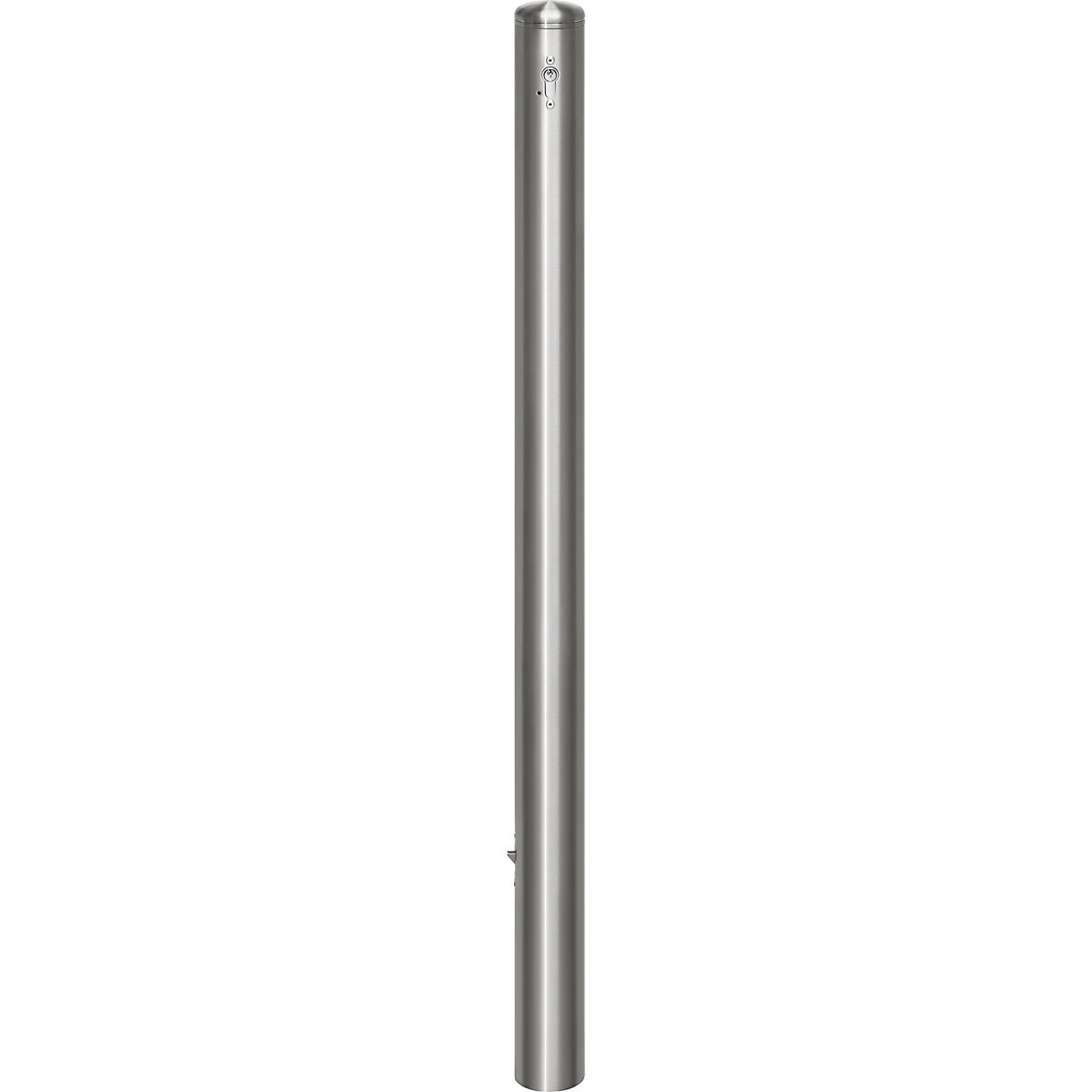 Stainless steel barrier post, with end cap, ground sleeve for concreting in, Ø 76 mm, profile cylinder-12