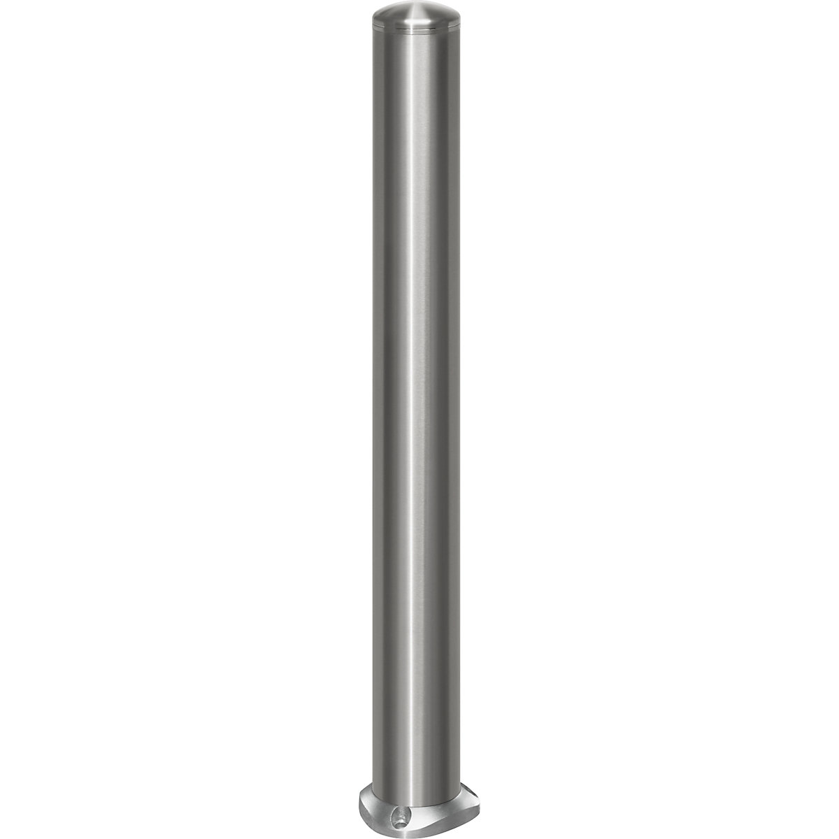 Stainless steel barrier post, with end cap, base plate to bolt in place, Ø 102 mm, self-righting