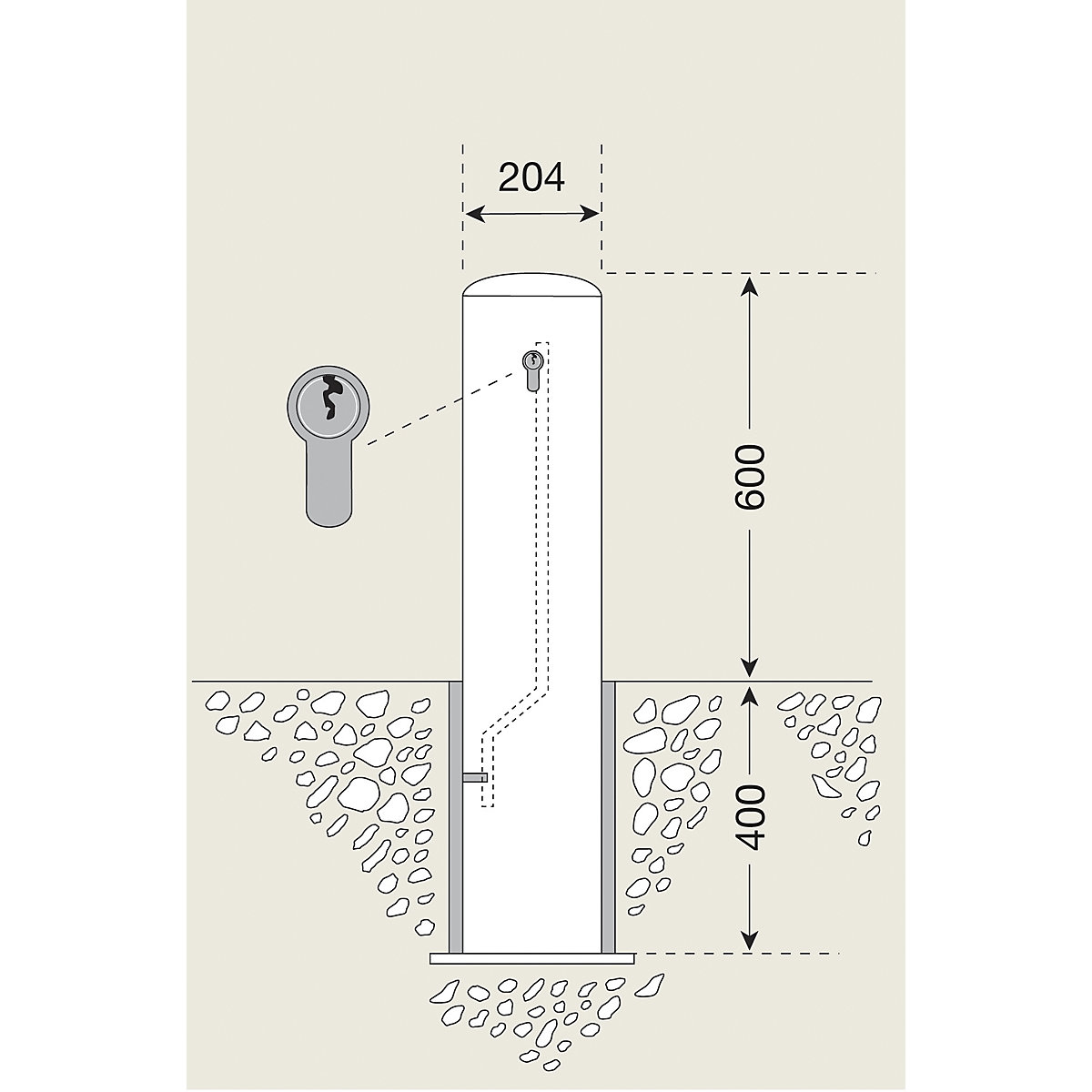 XL stainless steel bollard (Product illustration 2)-1