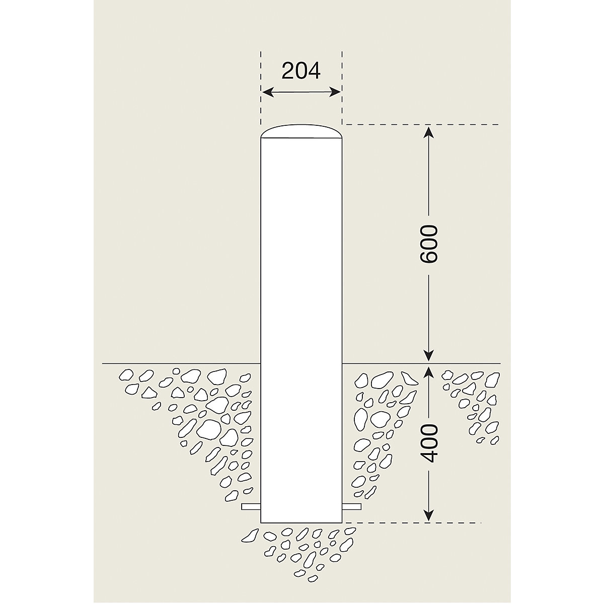 XL stainless steel bollard (Product illustration 2)-1