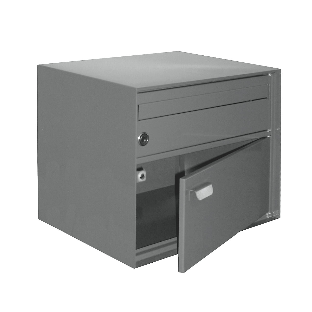 Letter box, WxHxD 390 x 315 x 310 mm, sheet steel, powder coated, grey-5