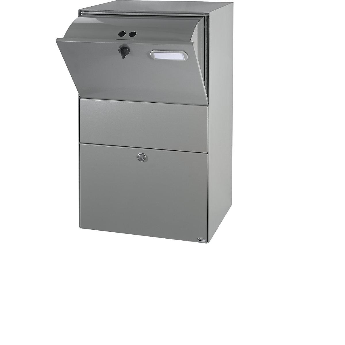 XXL letter box, WxHxD 390 x 650 x 315 mm, grey aluminium RAL 9007-5