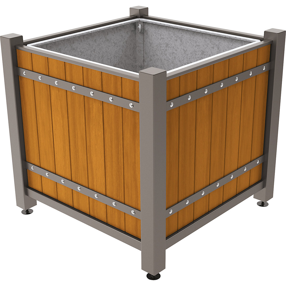 SARLAT plant container – PROCITY, HxWxD 1085 x 1230 x 1060 mm, light oak varnish, grey-2
