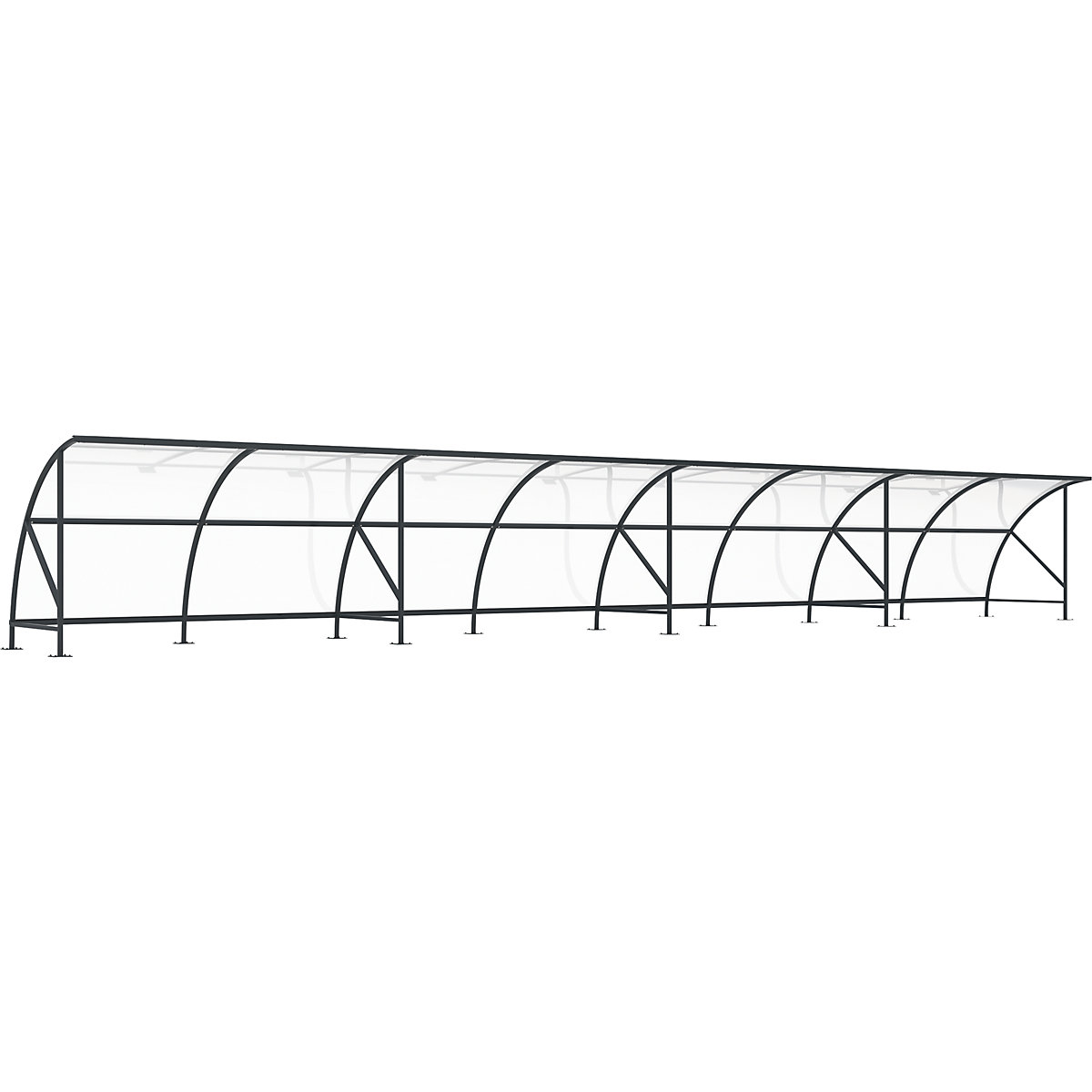 Bicycle shelter, made of polycarbonate, WxD 16450 x 2100 mm, charcoal RAL 7016-4