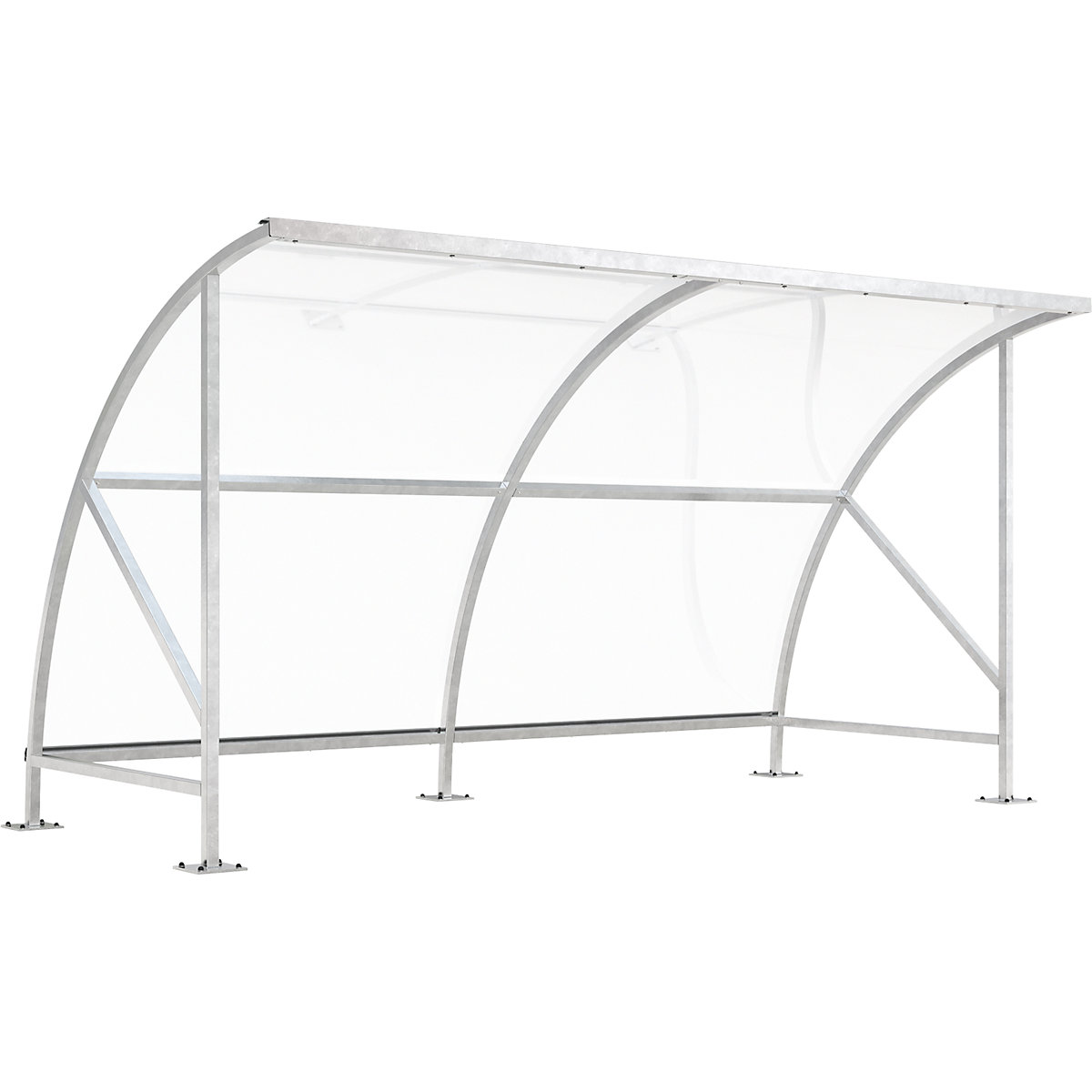 Bicycle shelter, made of polycarbonate, WxD 4130 x 2100 mm, silver-1