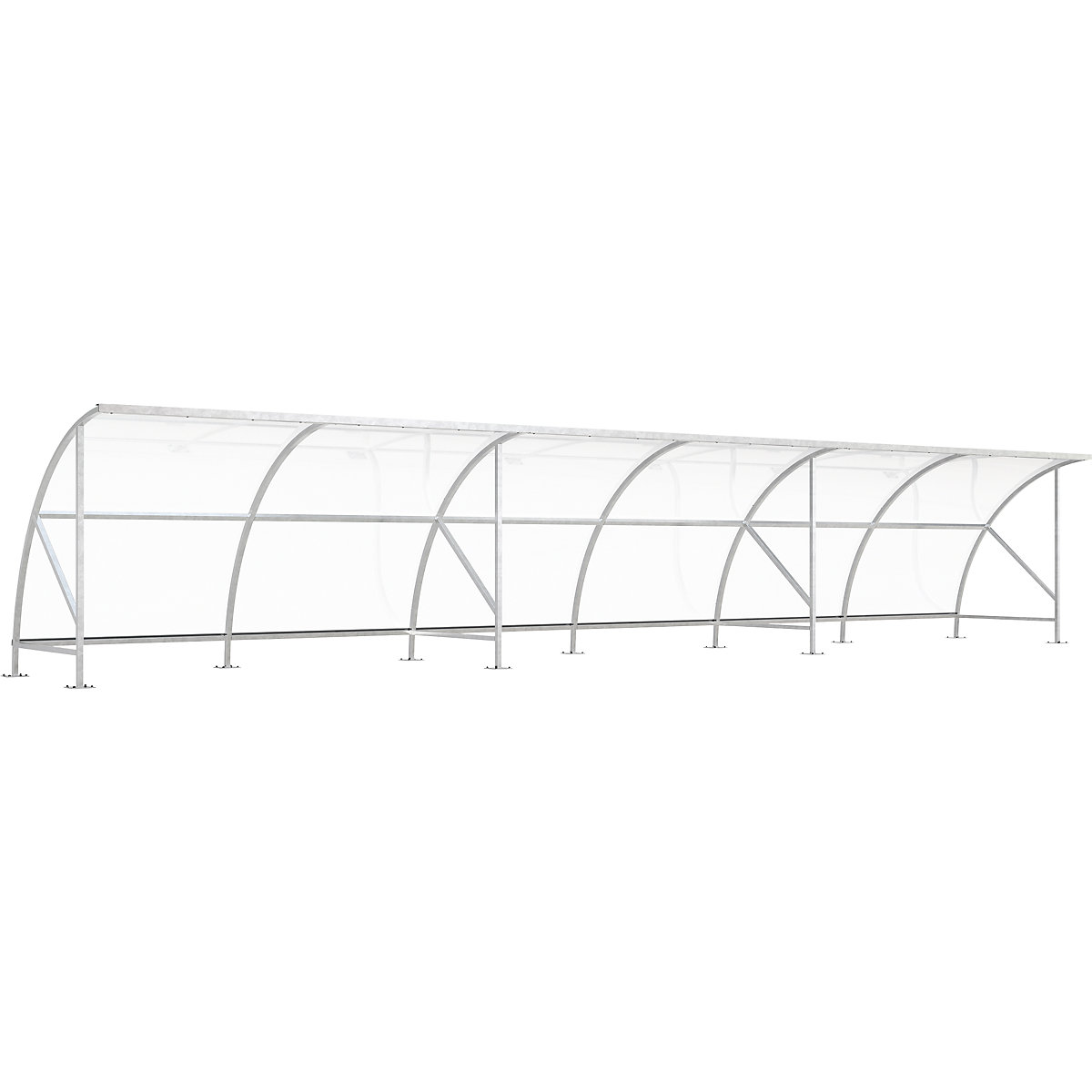 Bicycle shelter, made of polycarbonate, WxD 12350 x 2100 mm, silver-2