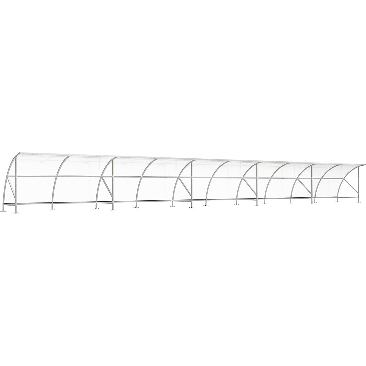 Bicycle shelter, made of polycarbonate, WxD 20550 x 2100 mm, silver-8