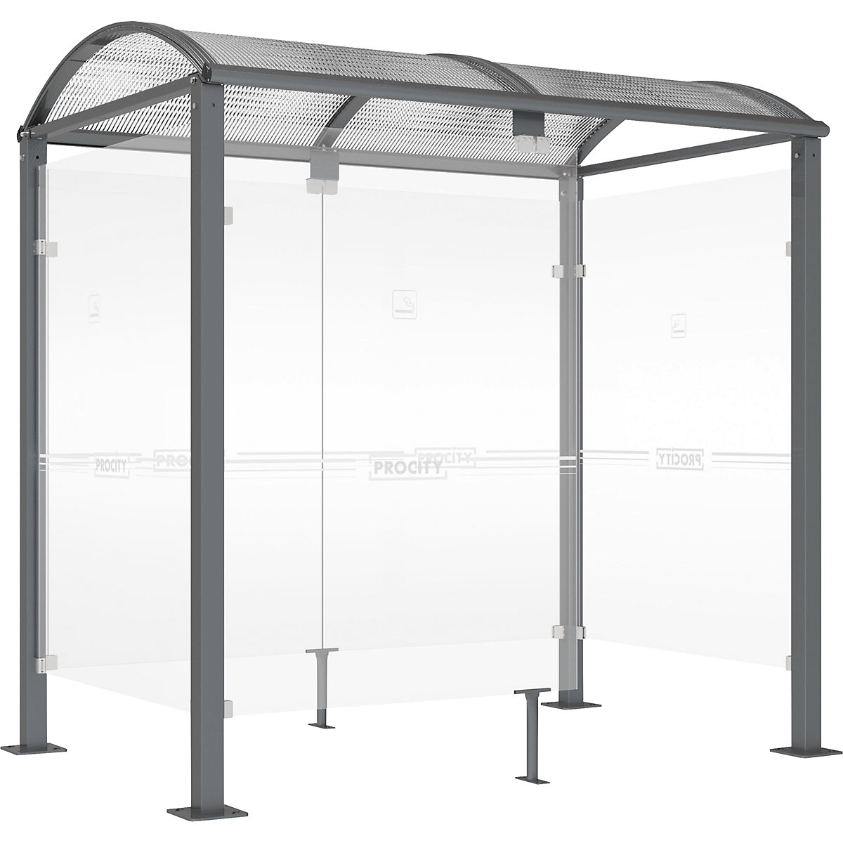 KLASSIK smokers' shelter – PROCITY, with cladding, width 2520 mm, charcoal-3
