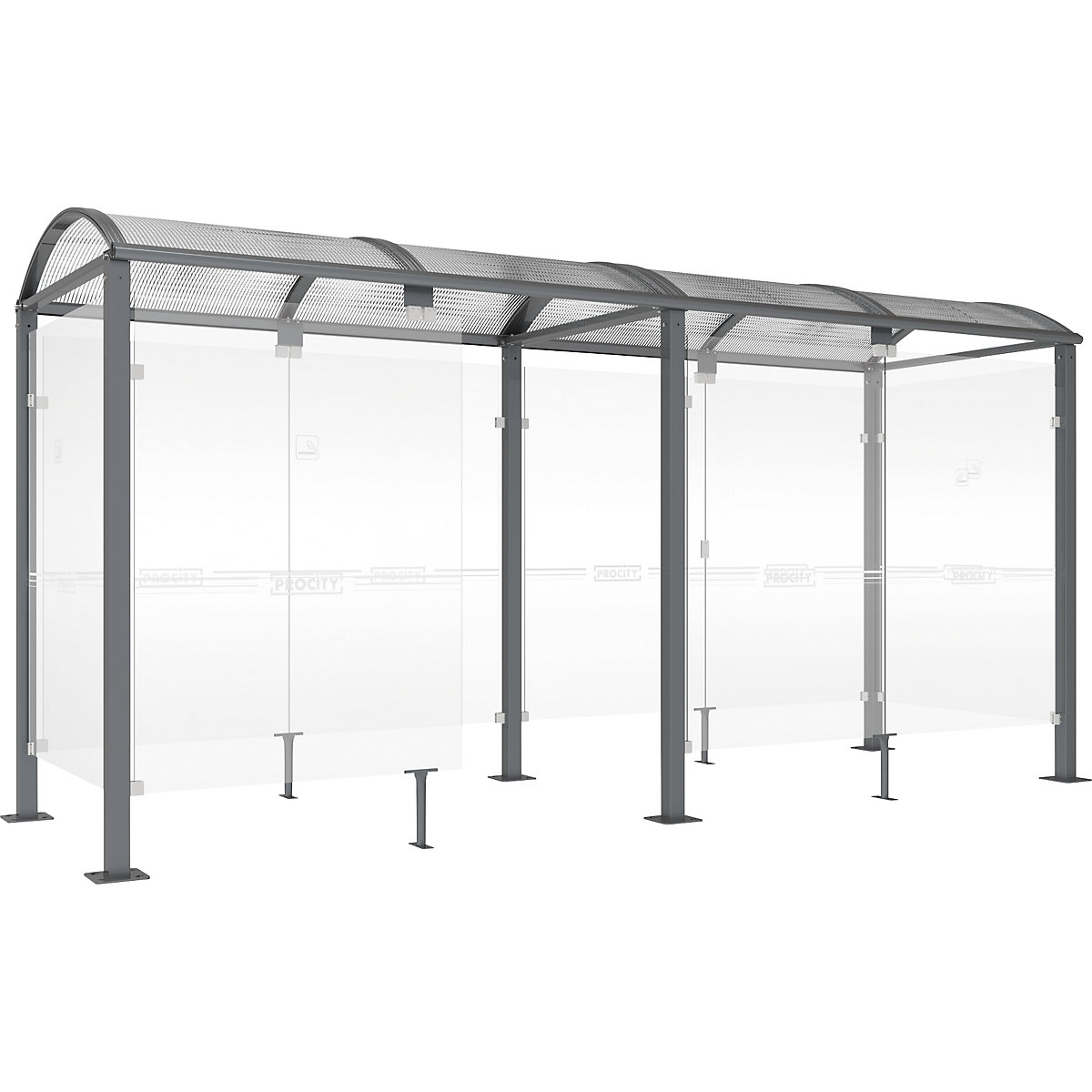 KLASSIK smokers' shelter – PROCITY, with cladding, width 5040 mm, charcoal-4