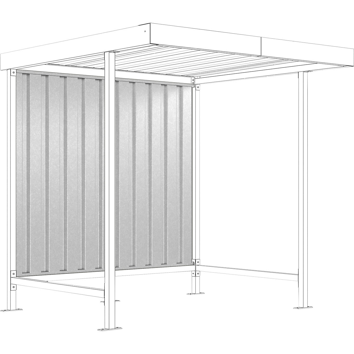 Rear panel for material shelter