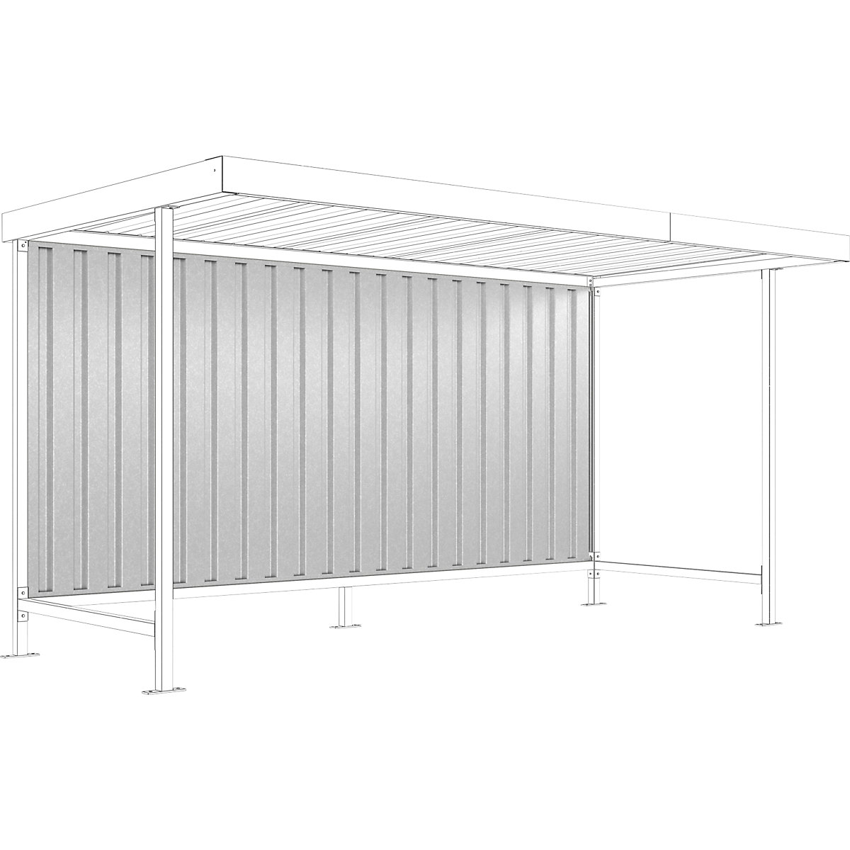 Rear panel for material shelter