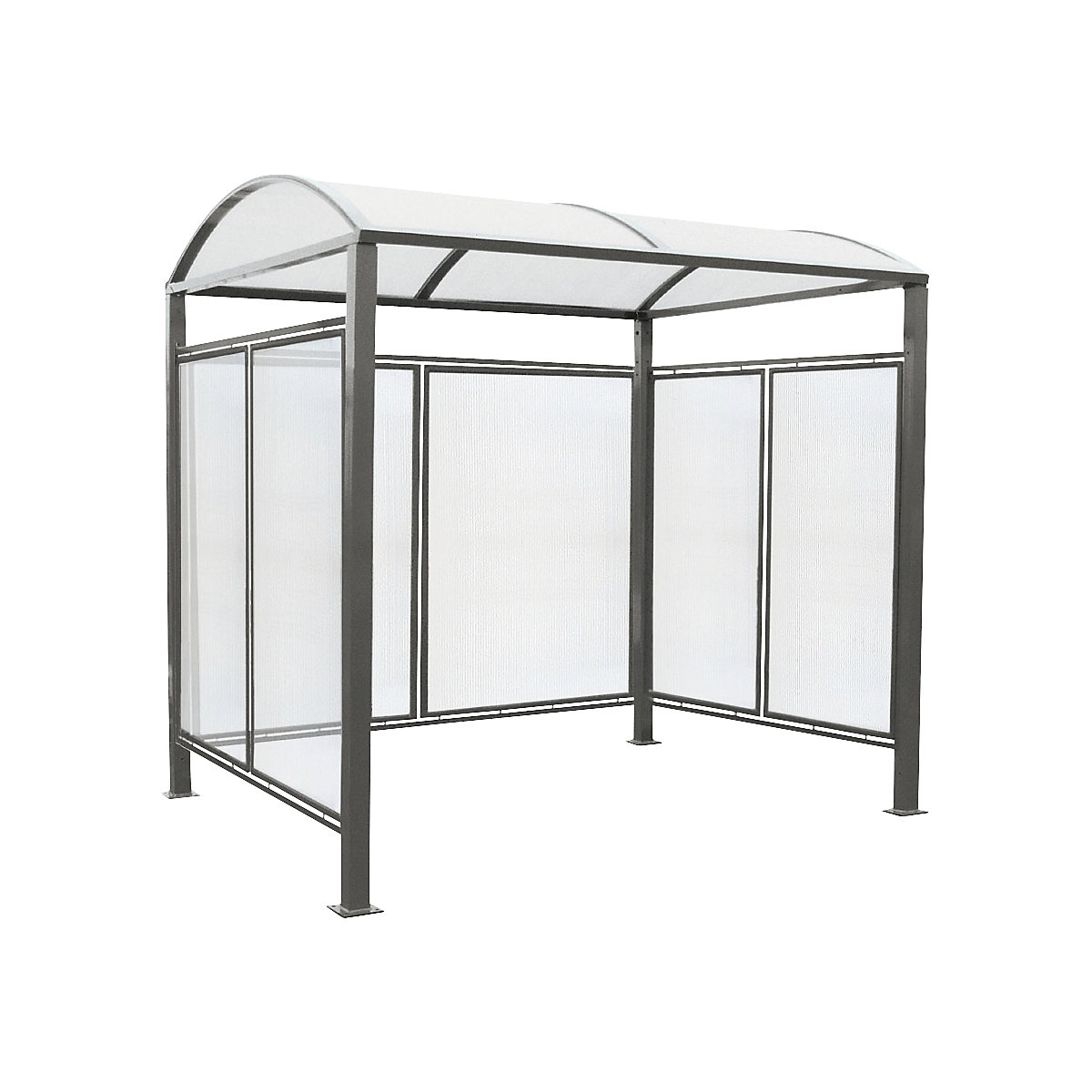 Shelter for bicycles, bus stops, entrances – PROCITY, standard model with rear cladding/side panels, charcoal-2