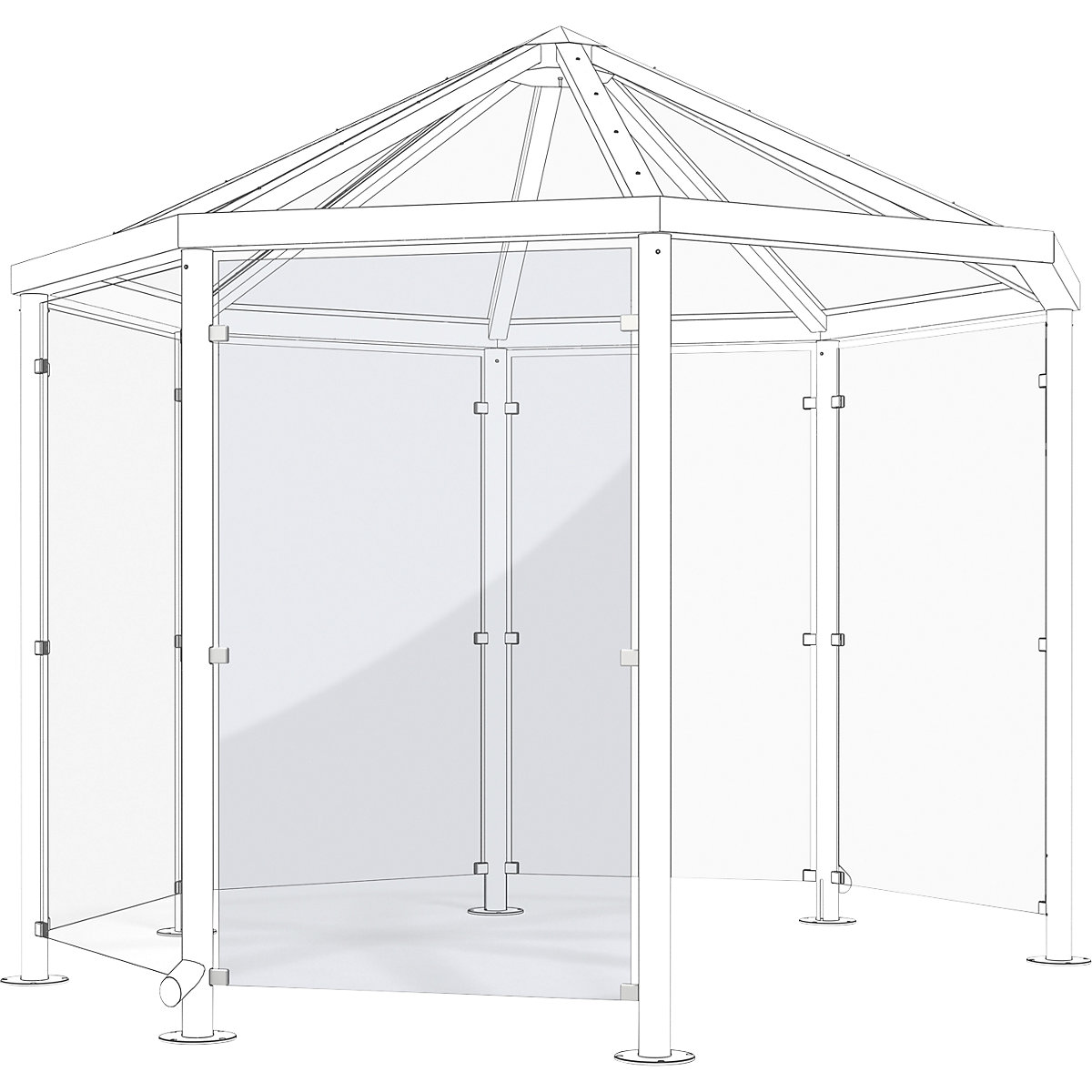 Side panel for pavilion style shelter for persons