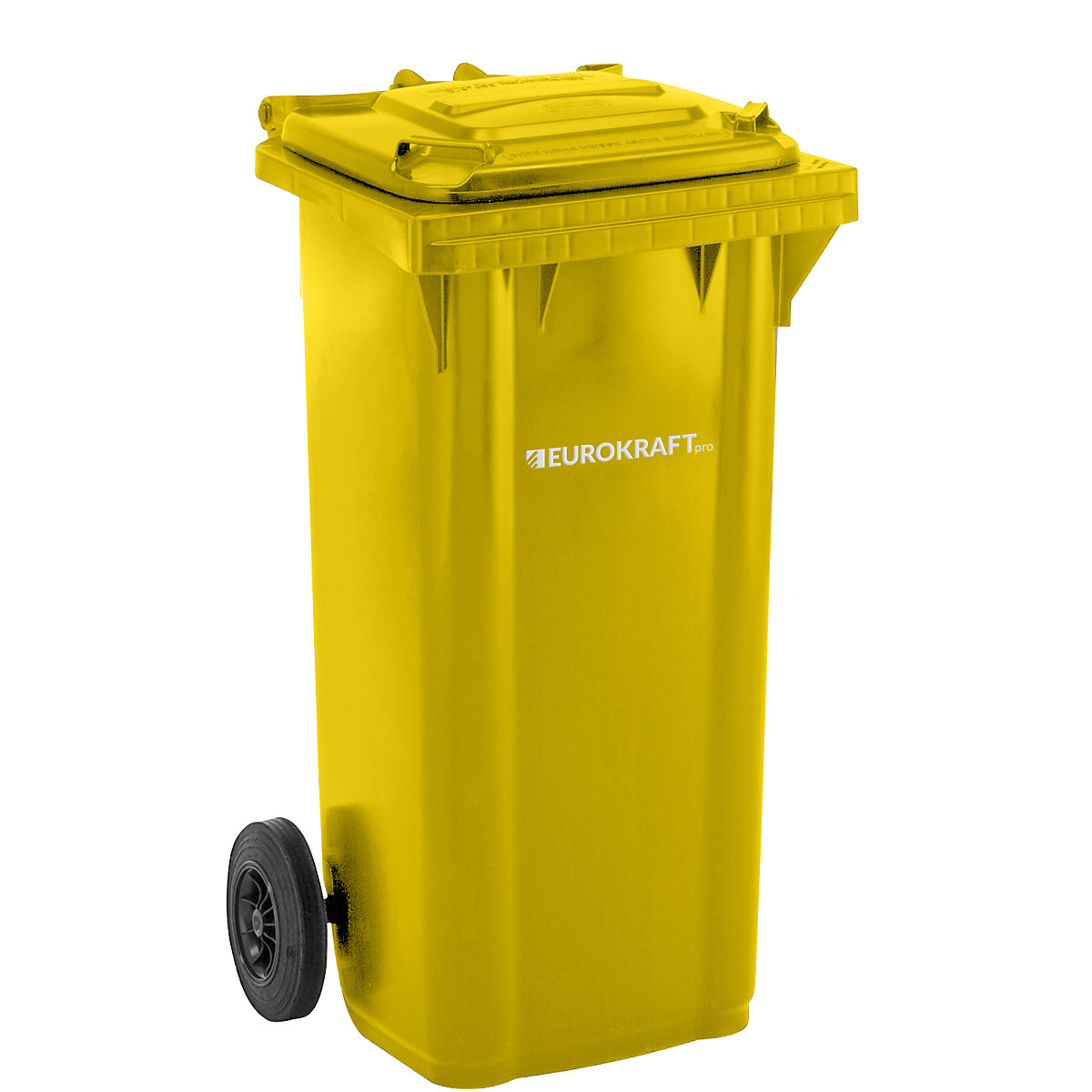 EUROKRAFTpro – Plastic waste bin, DIN EN 840, capacity 120 l, WxHxD 505 x 1005 x 555 mm, yellow
