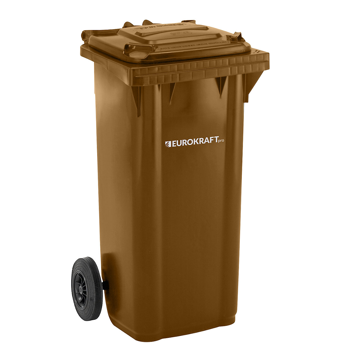 EUROKRAFTpro – Plastic waste bin, DIN EN 840, capacity 120 l, WxHxD 505 x 1005 x 555 mm, brown