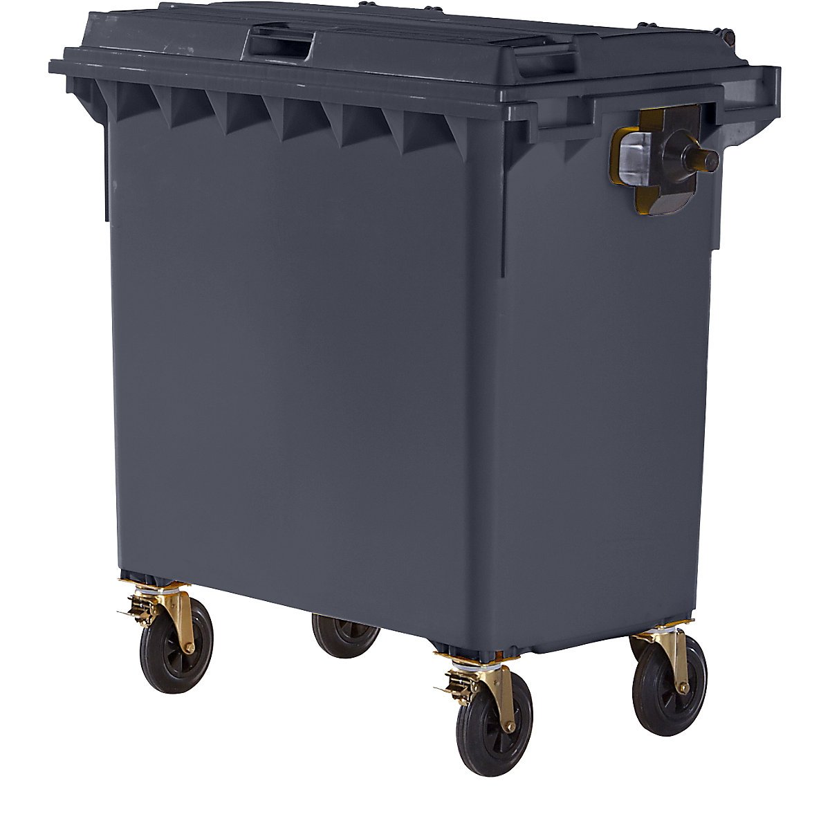 Plastic waste container, DIN EN 840, capacity 770 l, WxHxD 1360 x 1330 x 770 mm, charcoal-4