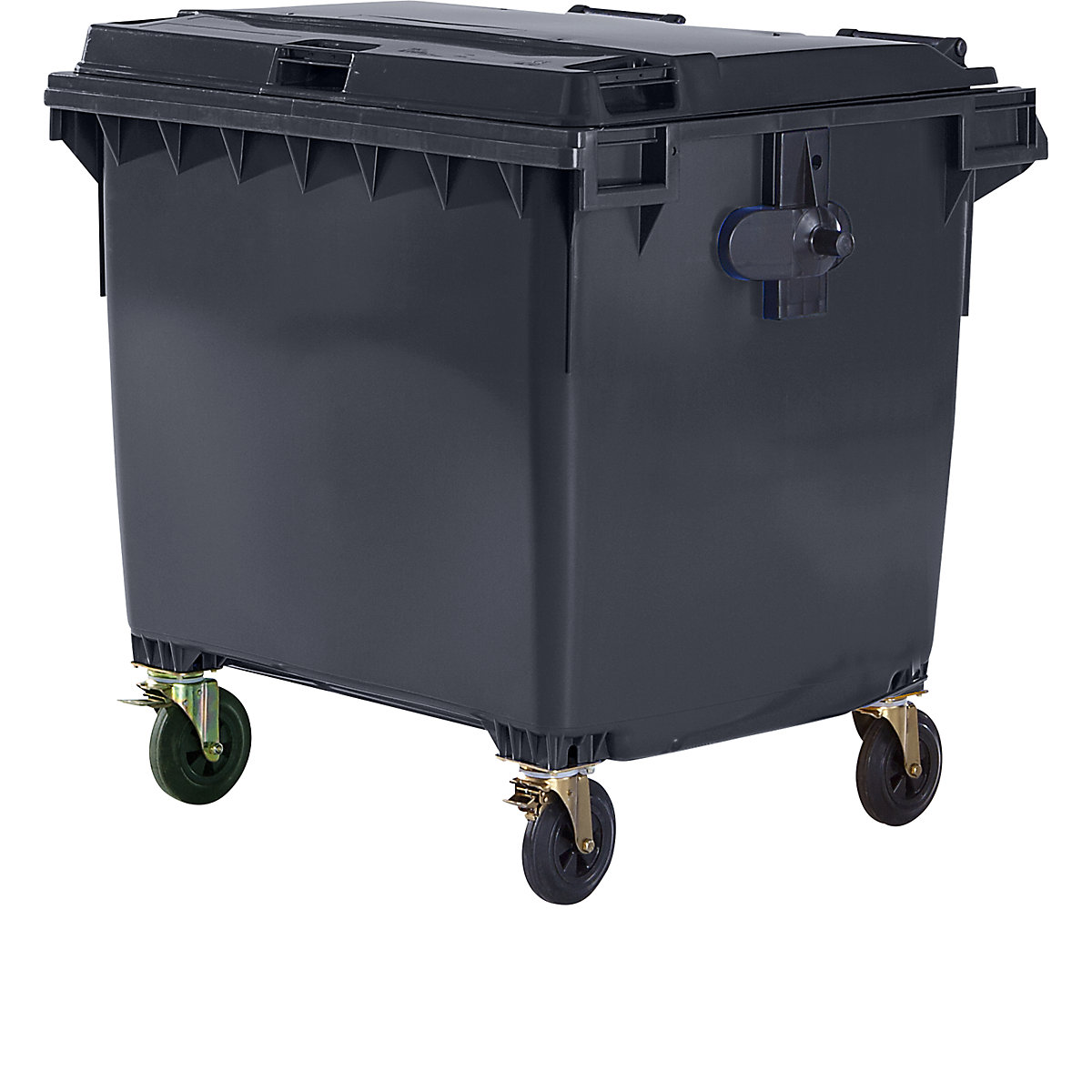 Plastic waste container, DIN EN 840, capacity 1100 l, WxHxD 1370 x 1470 x 1115 mm, anthracite-4