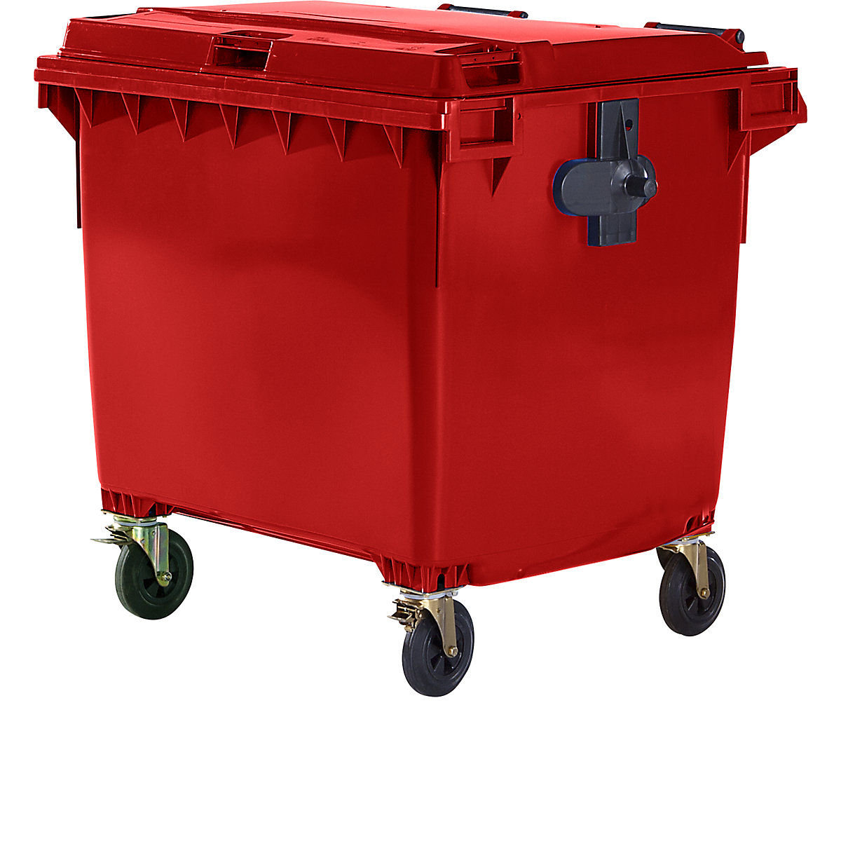 Plastic waste container, DIN EN 840, capacity 1100 l, WxHxD 1370 x 1470 x 1115 mm, red, from 5+ items-3