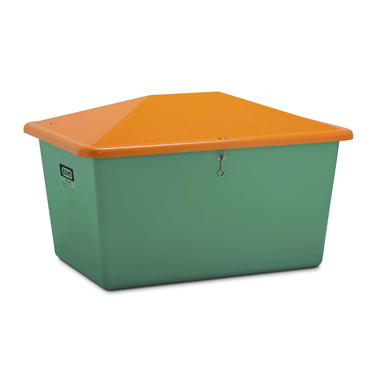 Grit container made of GRP – CEMO, capacity 1100 l, without dispenser opening, green container-4