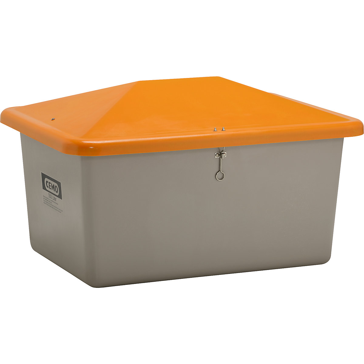Grit container made of GRP – CEMO, capacity 550 l, without dispenser opening, grey container-4