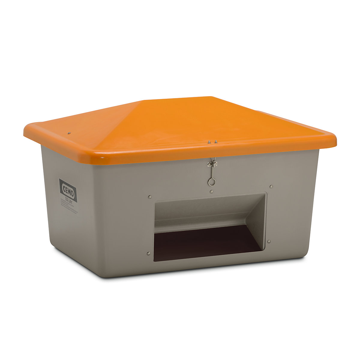 Grit container made of GRP – CEMO, capacity 550 l, with dispenser opening, grey container-4