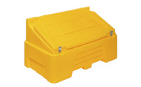 Plastic container with double walled folding lid