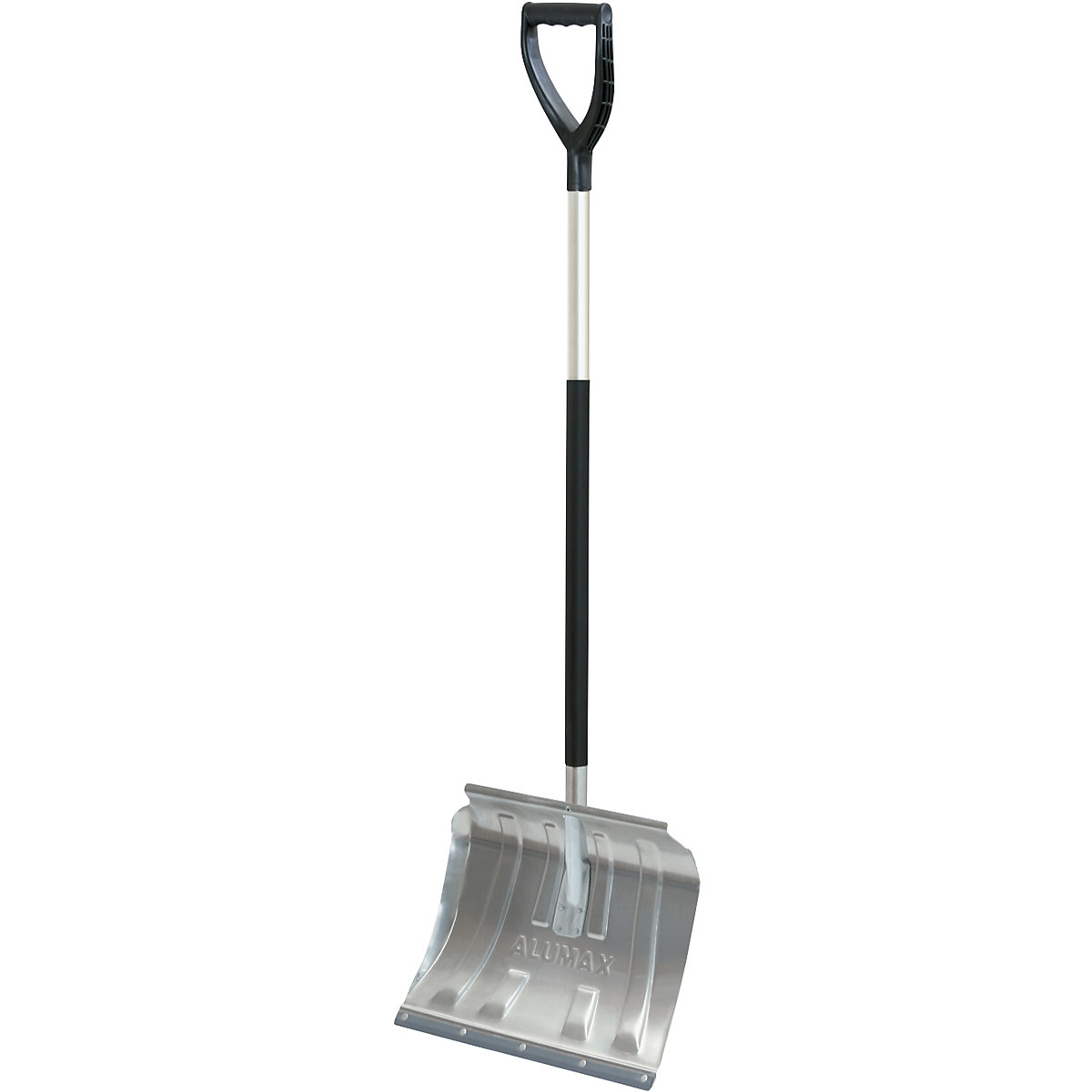 Snow shovel, LxWxH 1505 x 500 x 375 mm, with rubber edge, silver