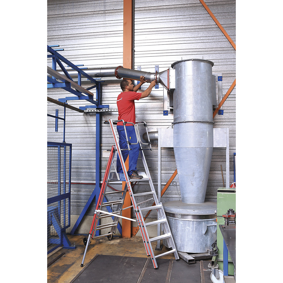 Aluminiowa drabina platformowa – HYMER (Zdjęcie produktu 9)-8