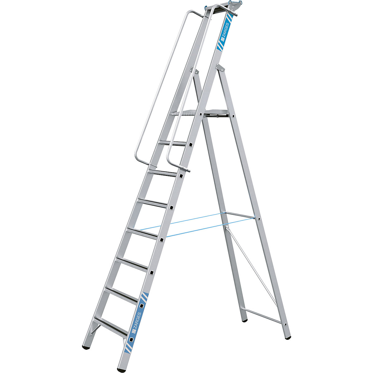 Aluminiowa drabina składana z dużą platformą – ZARGES