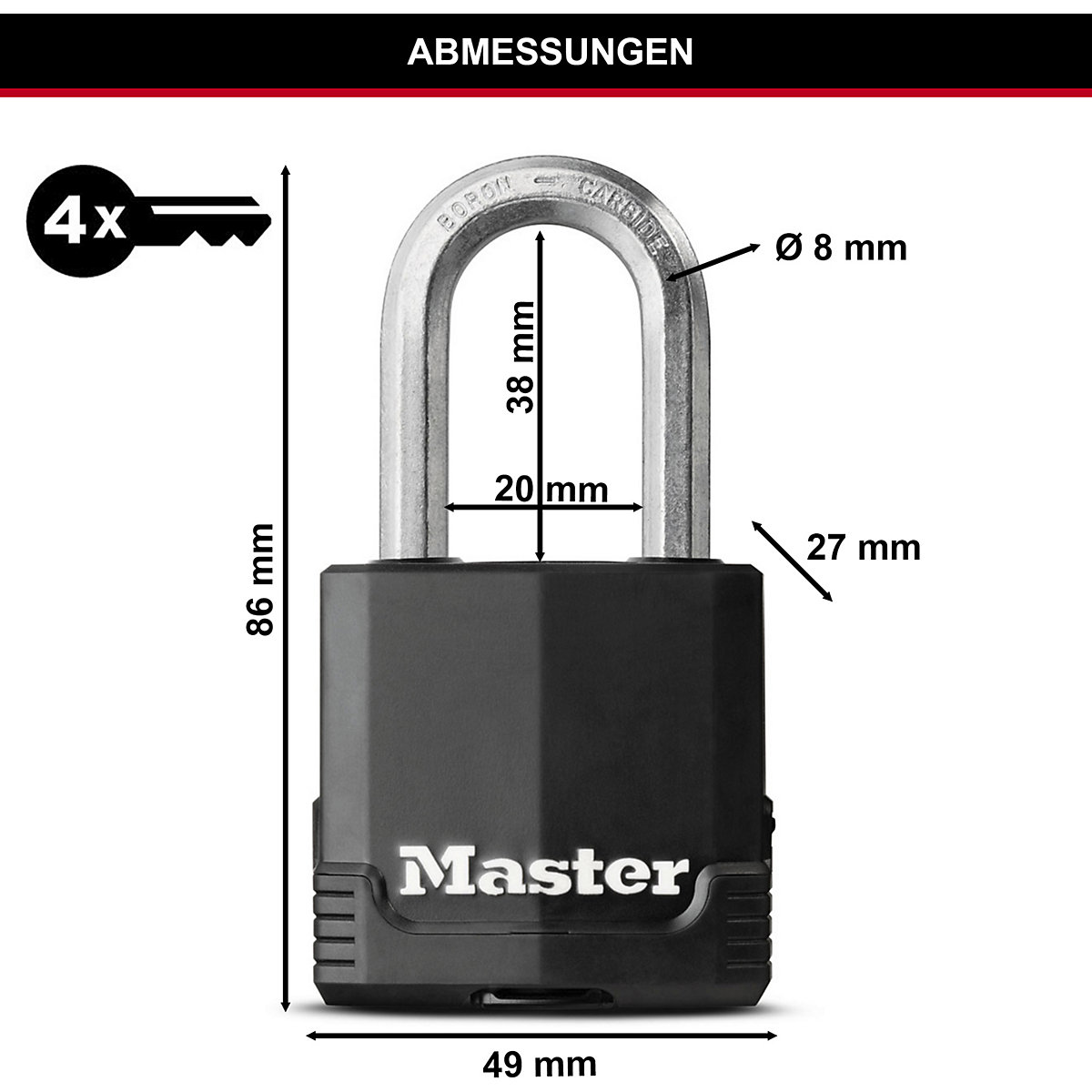 Kłódka, stalowa – Masterlock (Zdjęcie produktu 4)-3