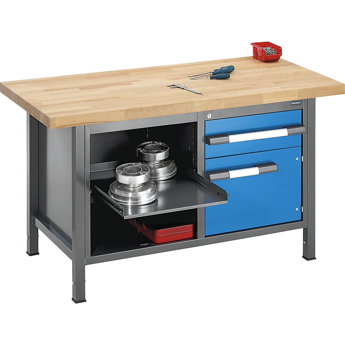 Stół warsztatowy z regulacją wysokości, konstrukcja ramowa – eurokraft pro