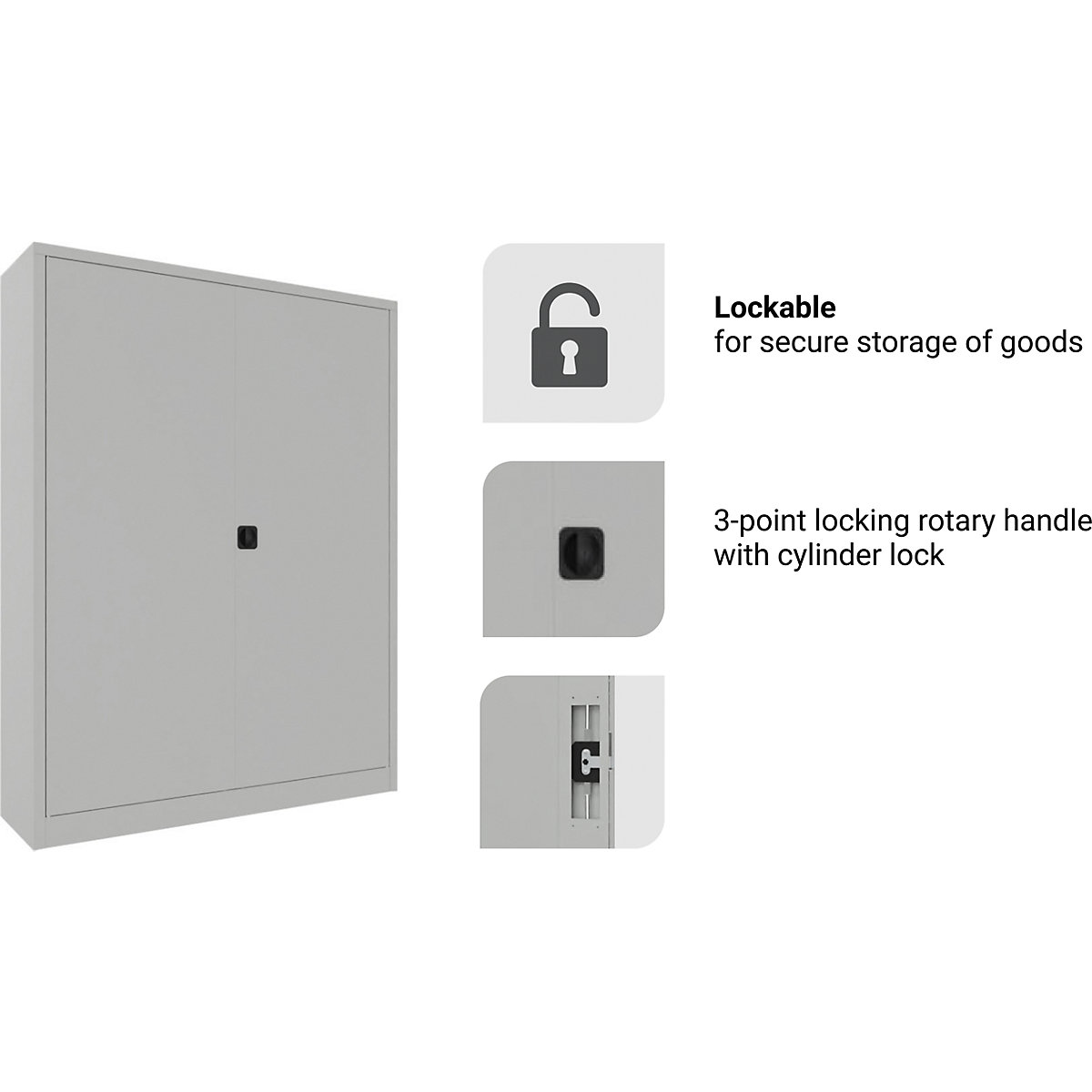 Szafa stalowa z drzwiami skrzydłowymi – eurokraft pro (Zdjęcie produktu 3)-2