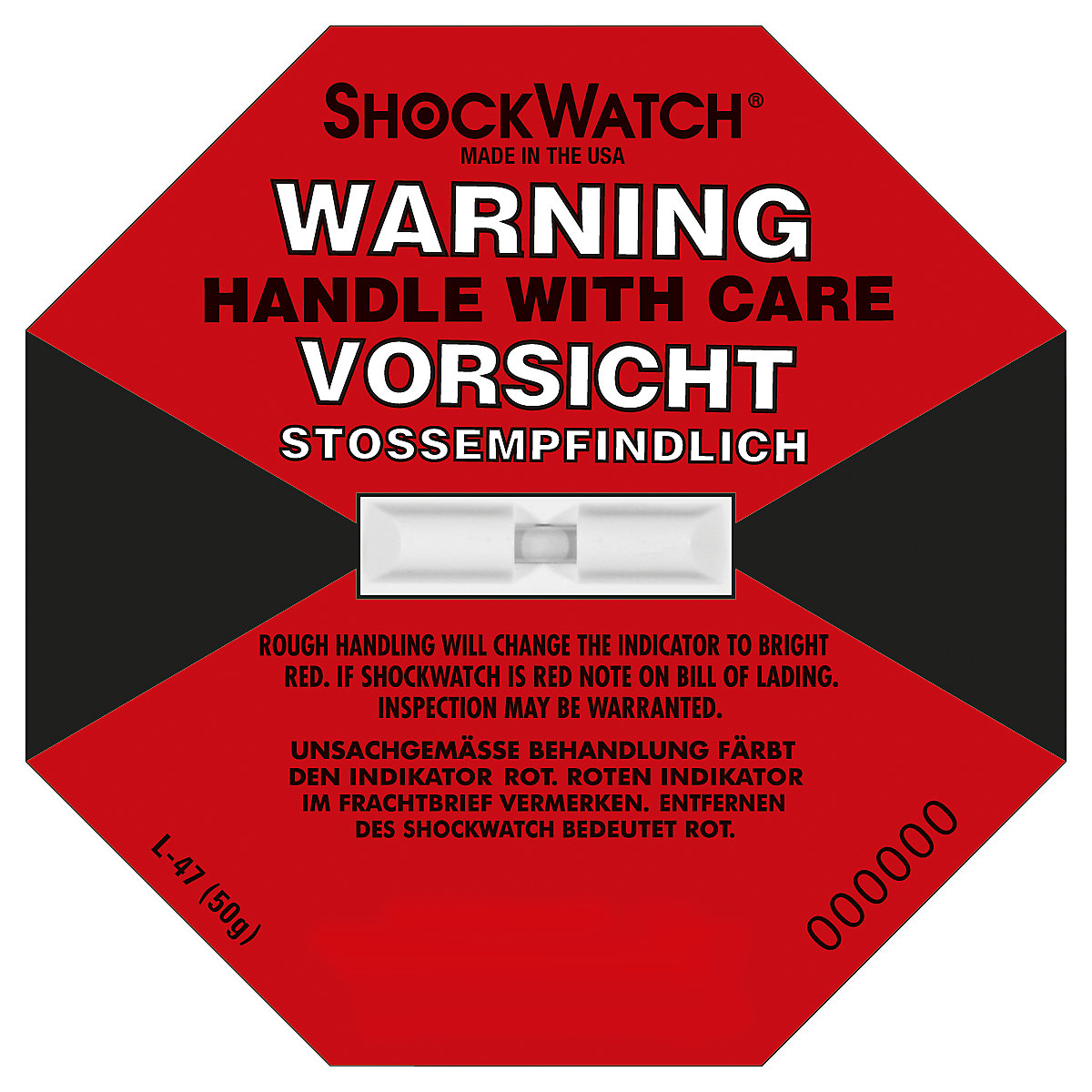 Indicatore di precisione Shockwatch®, conf. da 50 pz., sensibilità 100 g / 50 ms, undefined-2