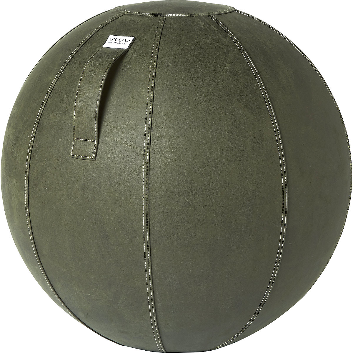 VLUV VEGA Sitzball, veganes Kunstleder, 600 – 650 mm, moosgrün