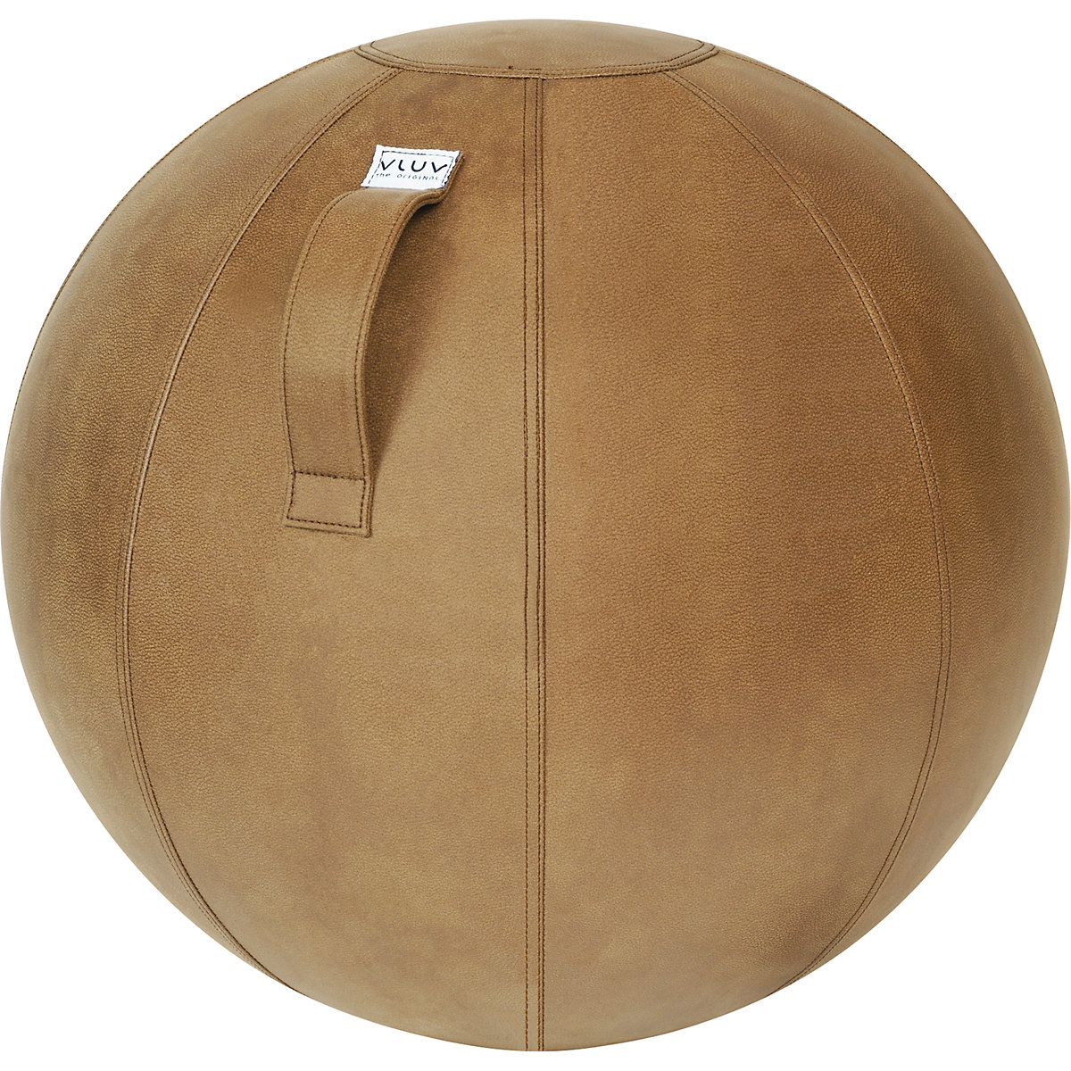 VEEL Swiss ball – VLUV, microfibre vinyl, 600 – 650 mm, cognac