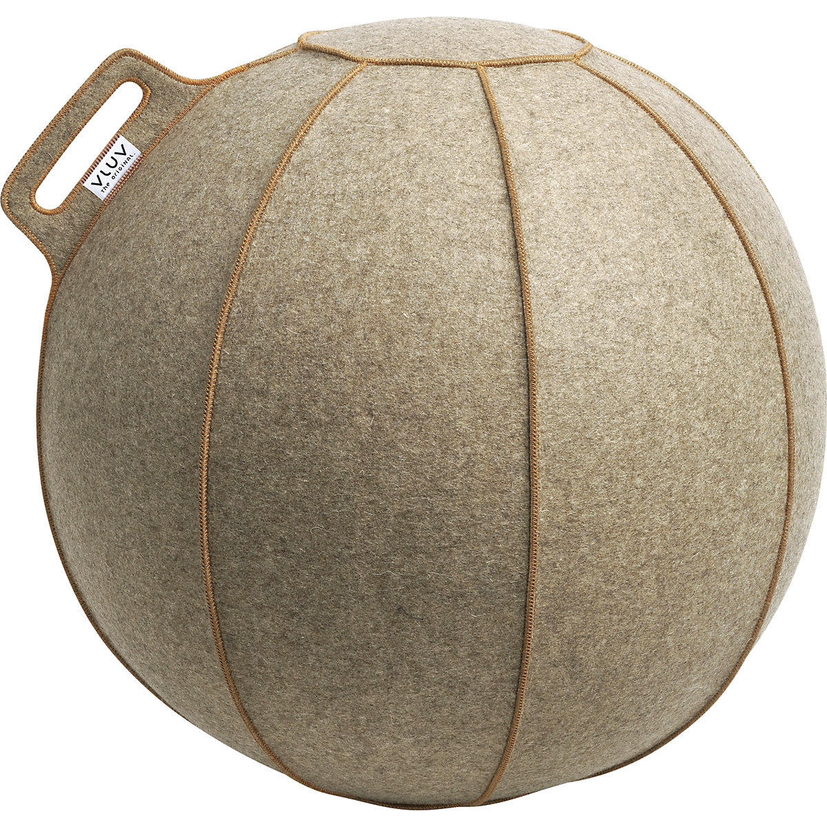 VELT Swiss ball – VLUV, made of merino wool felt, 600 – 650 mm, mottled greige/brown