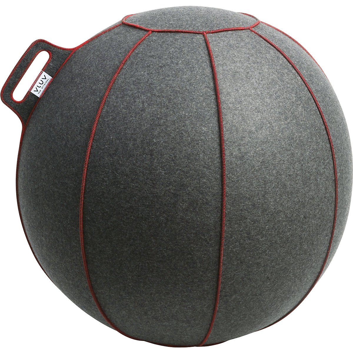 VELT Swiss ball – VLUV, made of merino wool felt, 700 – 750 mm, mottled grey/red-6