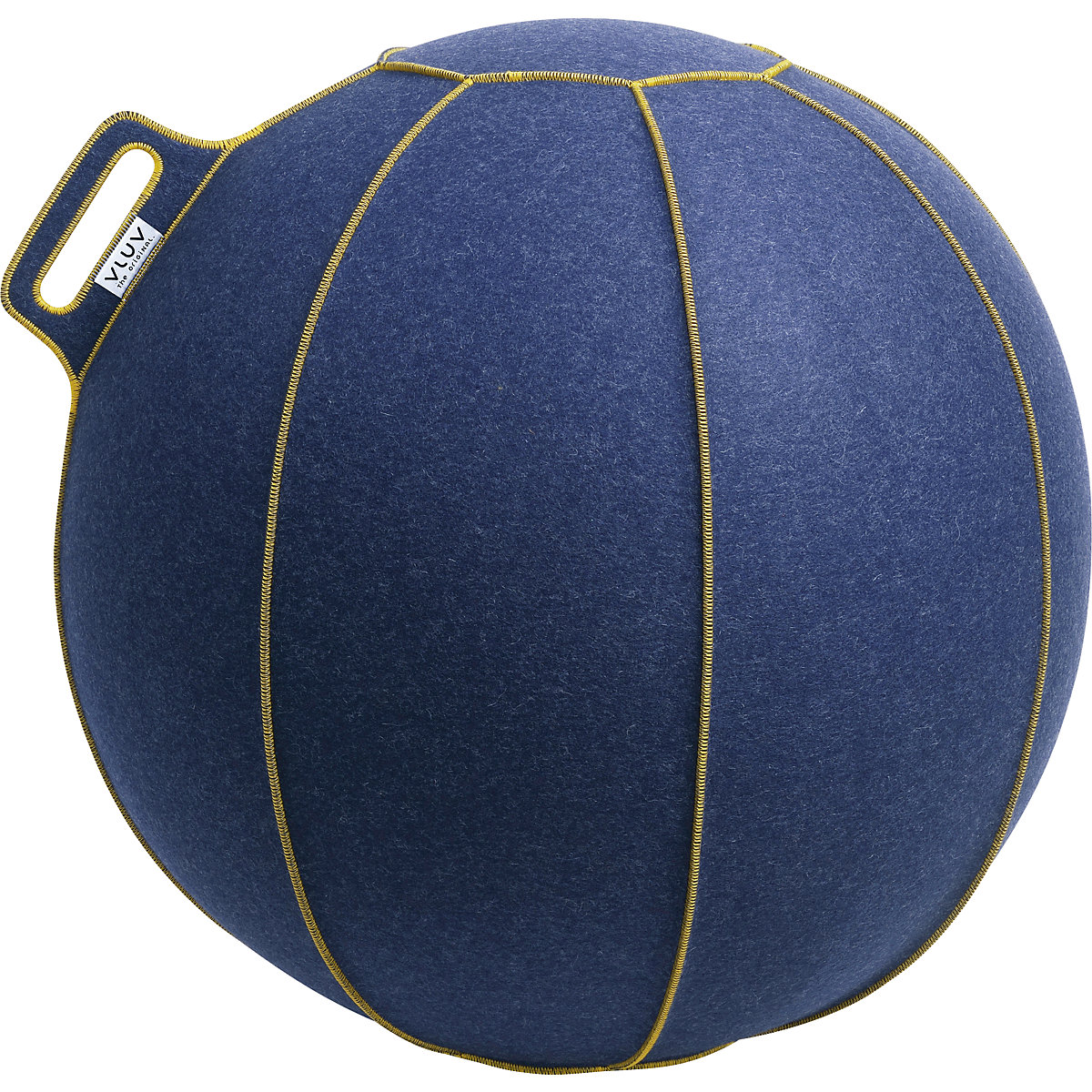 VELT Swiss ball – VLUV, made of merino wool felt, 700 – 750 mm, mottled jeans/gold