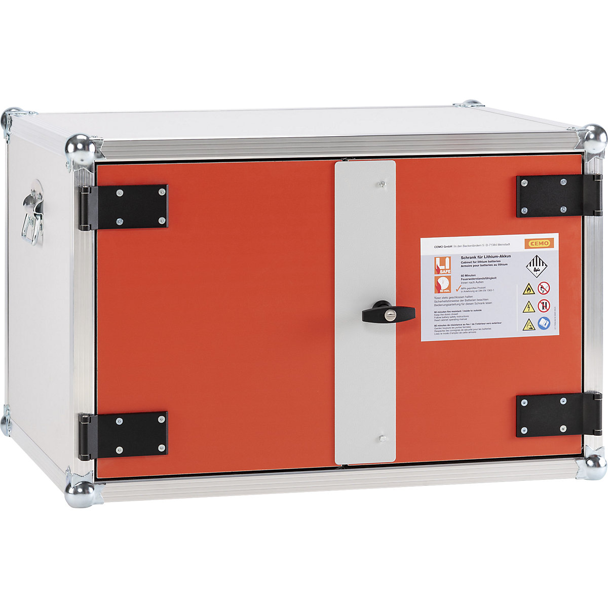 Akku-Sicherheits-Ladeschrank FWF 60 CEMO, BASIC, BxTxH 800 x 660 x 520 mm, orange/grau