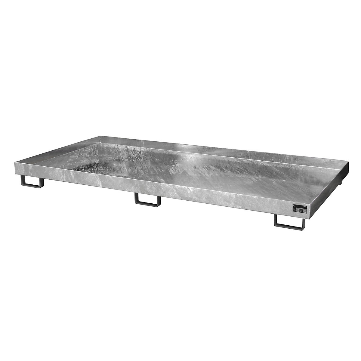 Regal-Bodenwanne eurokraft pro, 240 l Auffangvolumen, LxBxH 2650 x 1300 x 210 mm, ohne Gitterrost, feuerverzinkt