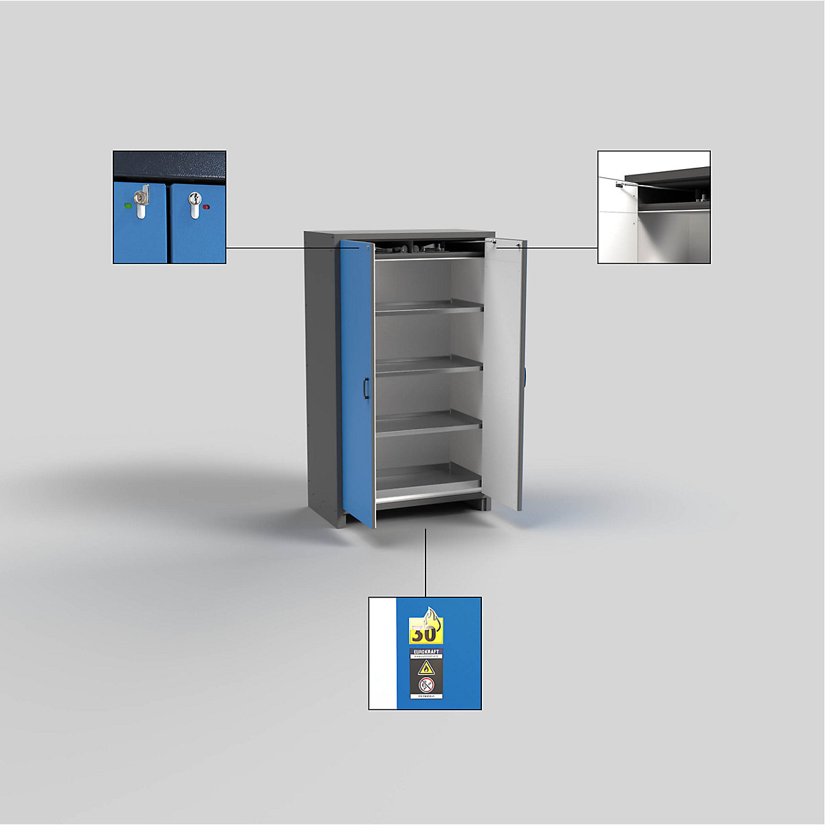 Feuerbeständiger Gefahrstoffschrank Typ 30 eurokraft pro (Produktabbildung 6)-5
