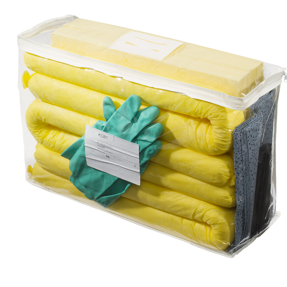 Kit d'urgence anti-fuites, en sac, capacité d'absorption 50 l, version produits chimiques-4