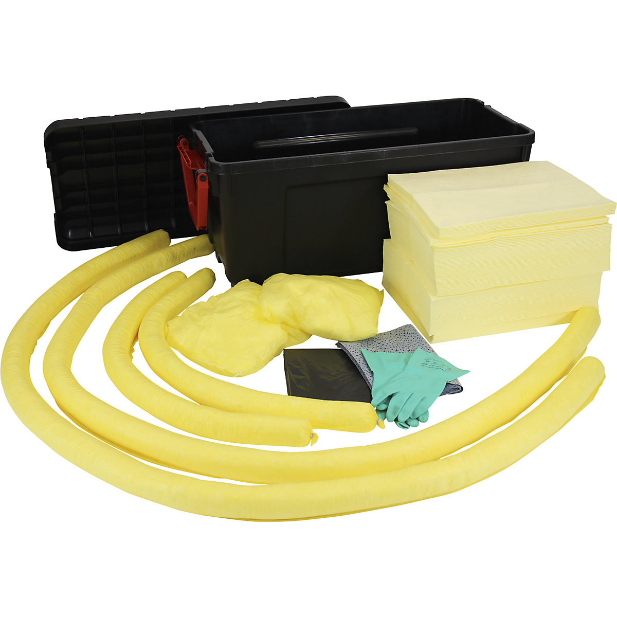 Kit d'urgence anti-fuites, dans une caisse roulante en plastique, version produits chimiques-5