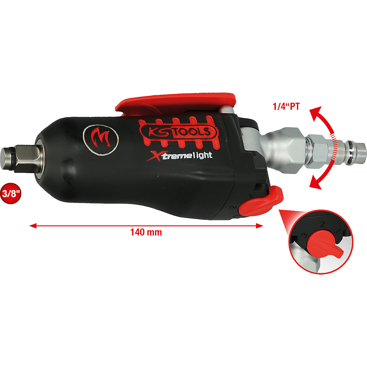 3/8'' MONSTER Xtremelight mini pneumatic impact driver - KS Tools